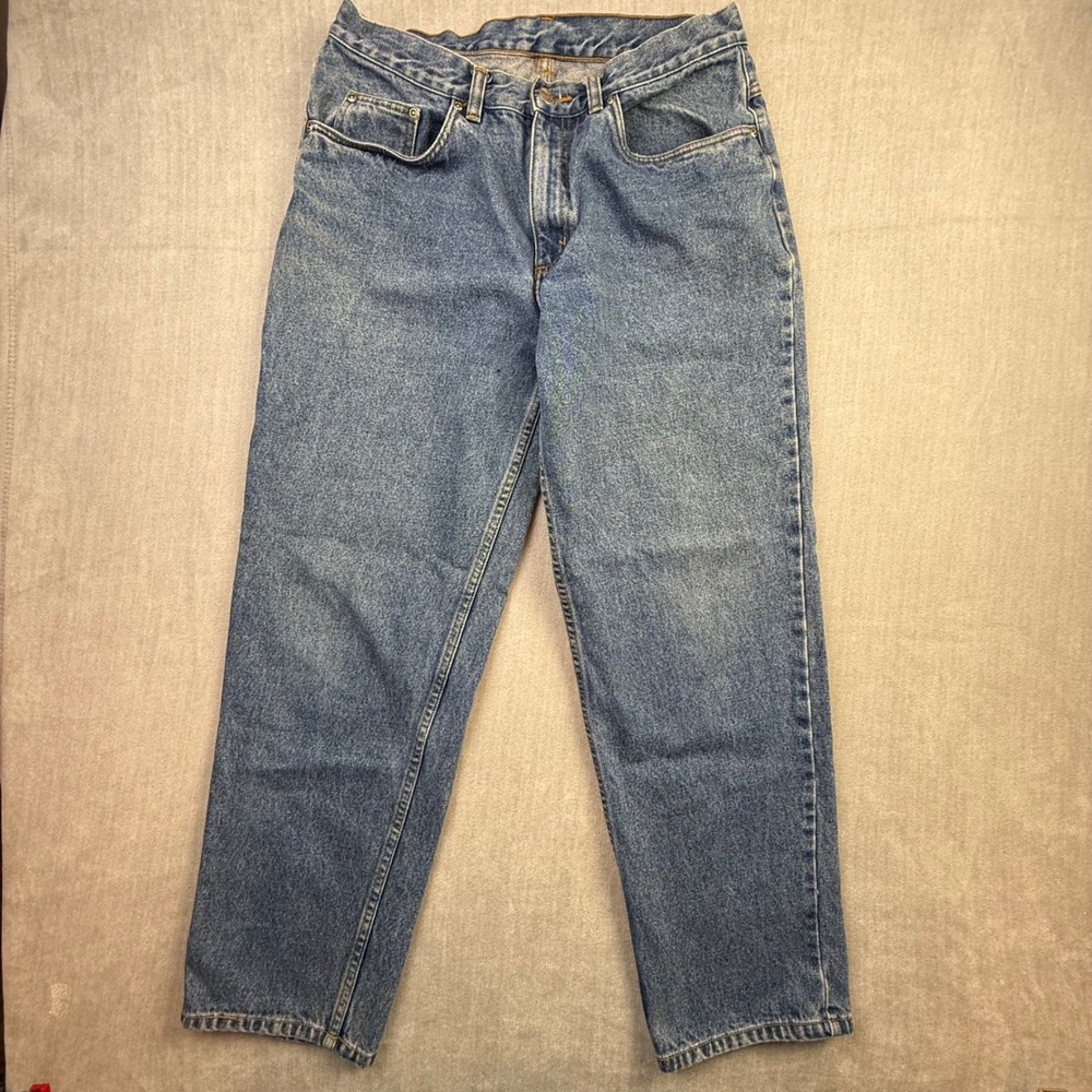 LL Bean Double L Relaxed Fit Jeans Womens 12 Reg Blue Denim High Rise 0KH63